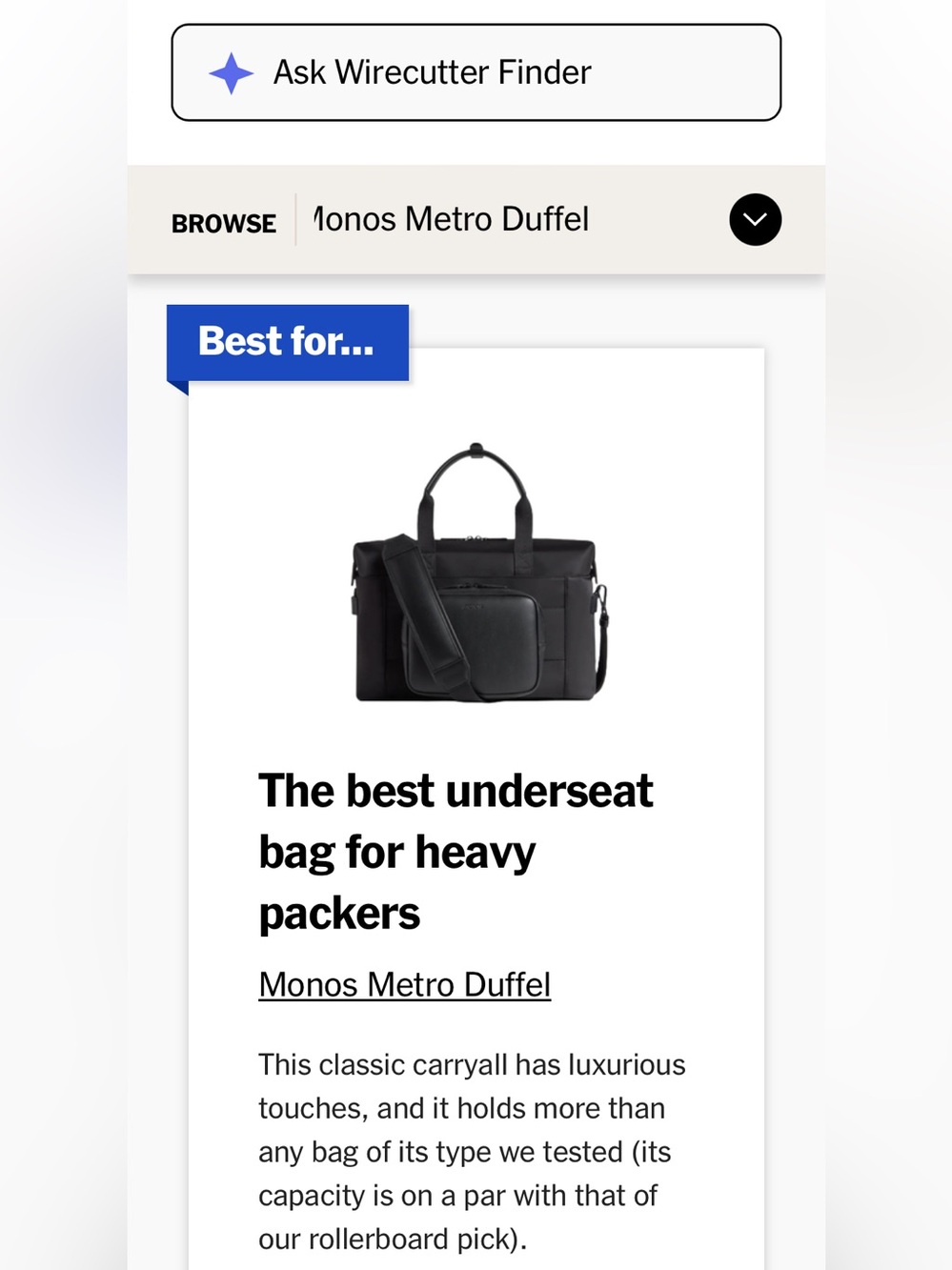 Monos Metro Duffel Underseat Travel Bag - Picture 7 of 16